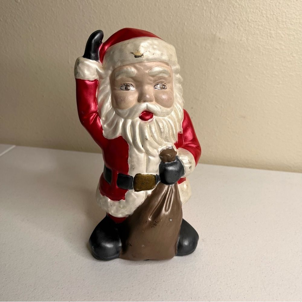 Vintage 70s Ceramic Santa Hobbyist Pottery Christmas Holiday Figurine Home Decor